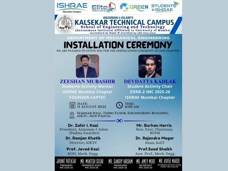 Ishrae Chapter Installation
