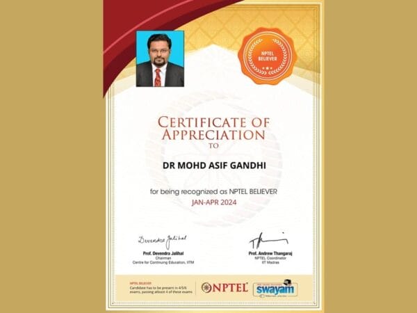 Asif Gandhi NPTEL 2024